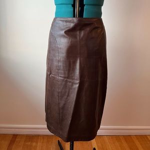 Vintage Brown Leather Italian Leather Skirt from Danier.